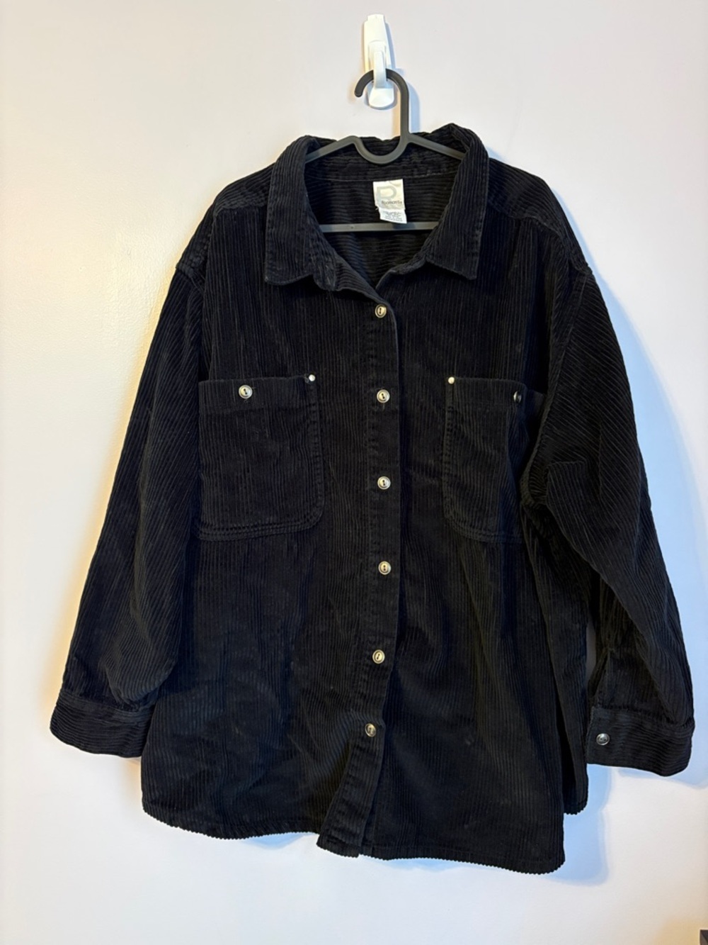 Roaman’s Black Corduroy Button Front Shacket Shirt Jacket size 3X